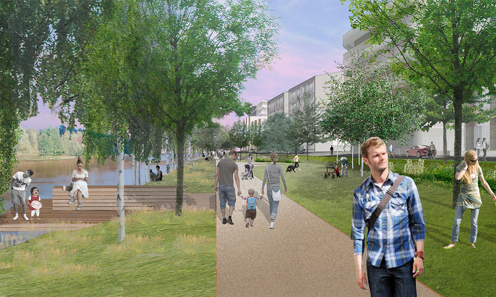 Fotomontage: Strandparken vid Husarviken. Källa: Stockholms stad genom Andersson Jönsson Landskapsarkitekter